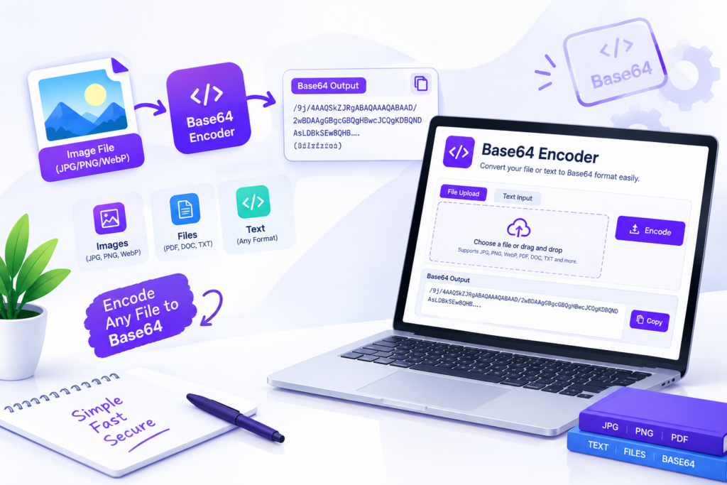 Online Base64 encoder tool for converting text into Base64 format